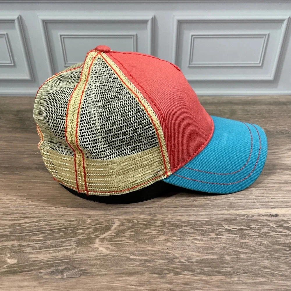 Pistil‎ Women's Coral Teal Flamingo Logo Trucker Hat Adjustable Mesh Back